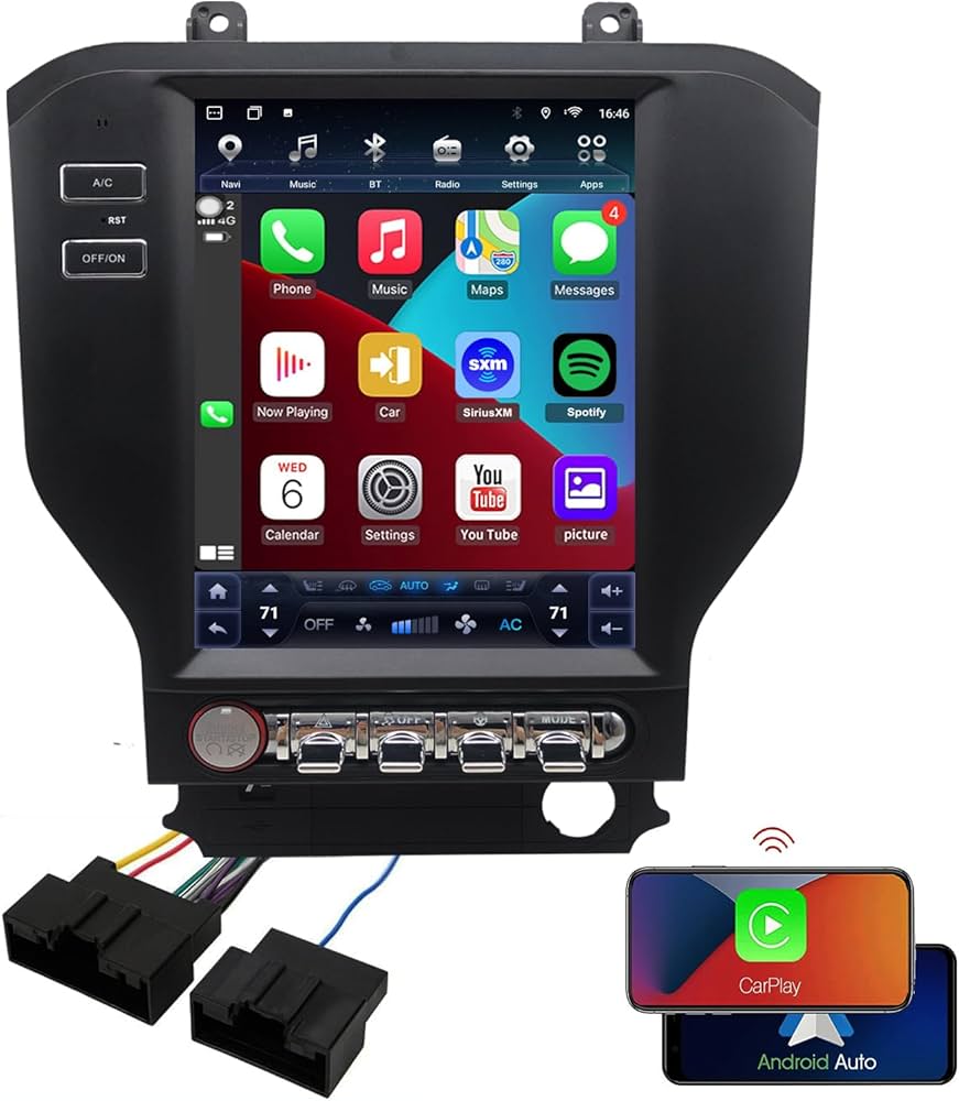 Vertical CarPlay Android 14 Screen for Ford Mustang (2014–2021)