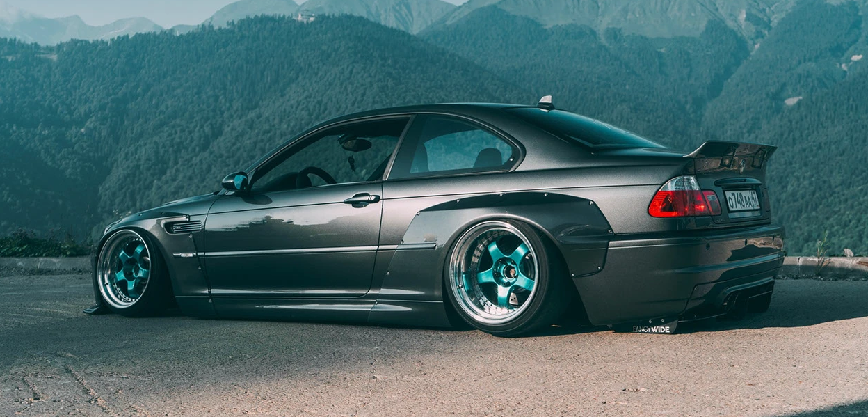 BMW E46 Coupe Wide Body Kit – FRP Rocket Bunny Style