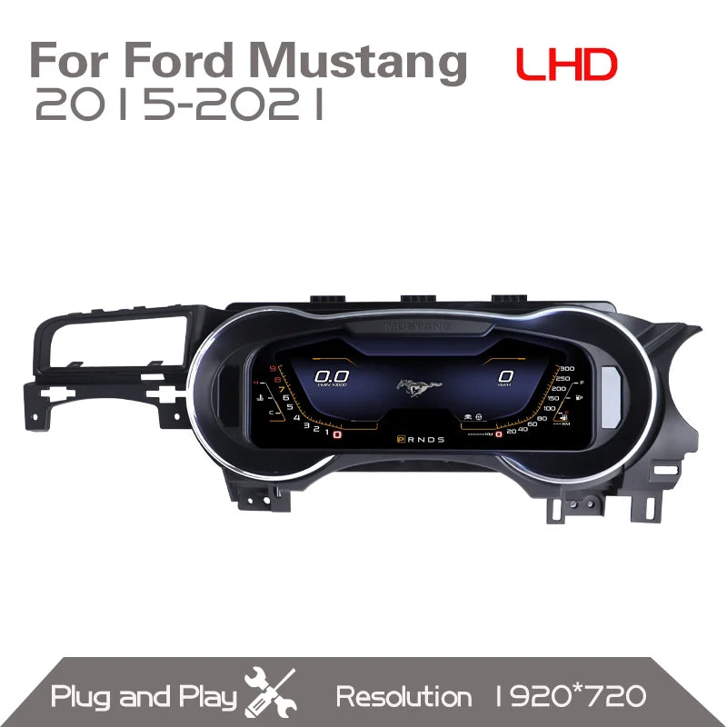 12.3" Digital TFT Instrument Panel for Ford Mustang (2015–2021) – CarPlay, Odometer, Tachometer