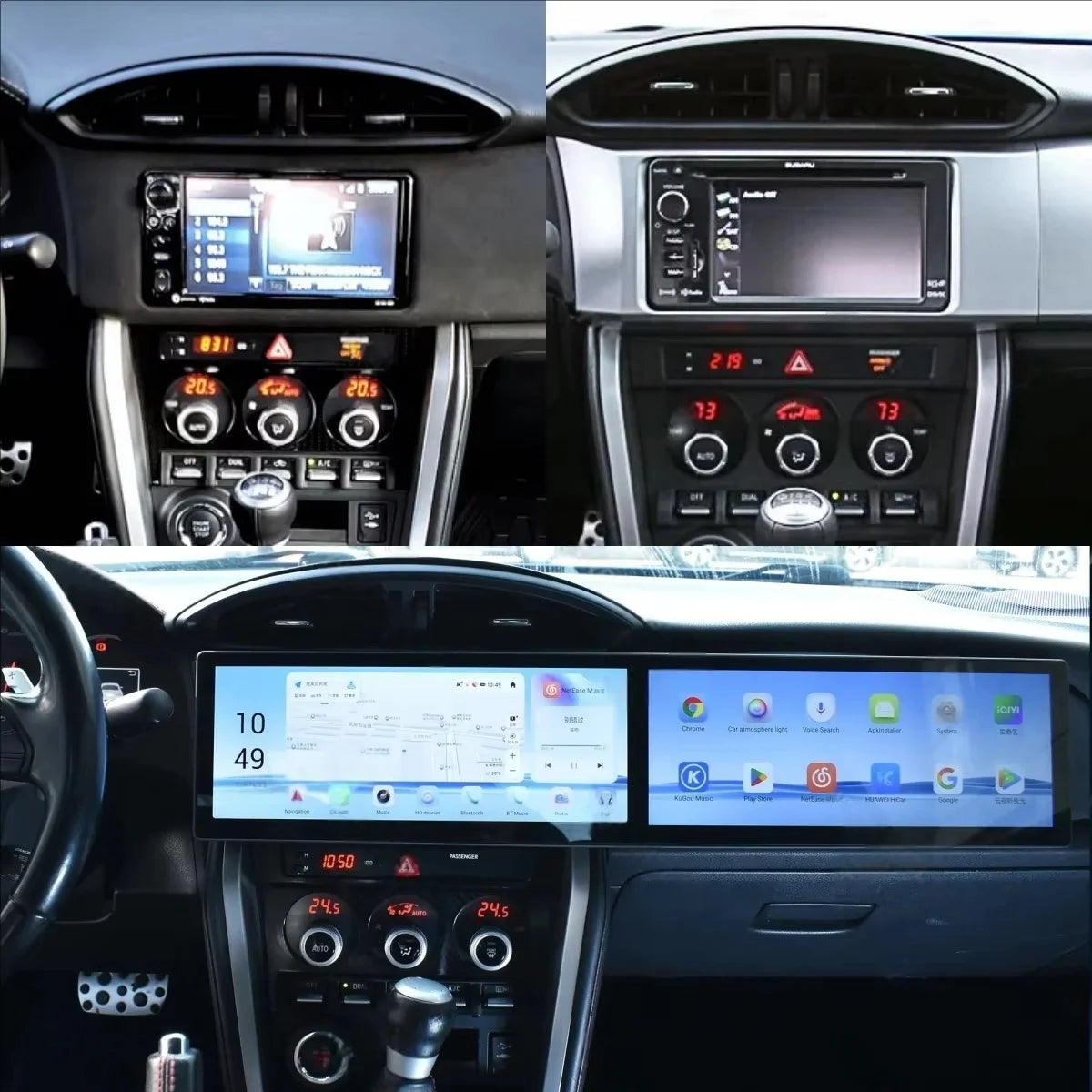 24.6" Dual-Screen Android Car Radio for 86/BRZ 2012–2020 – CarPlay, Android Auto, GPS Multimedia