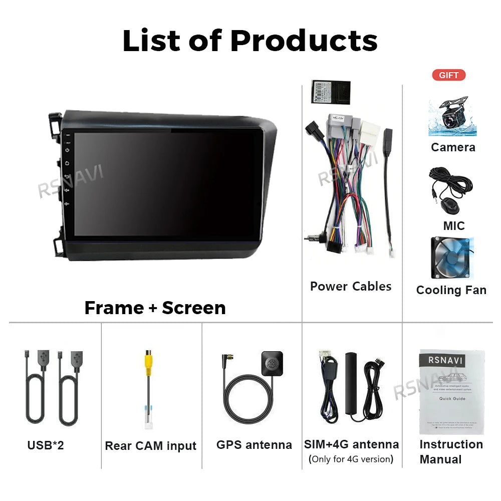 Android 15 CarPlay Radio for Honda Civic 2012–2015