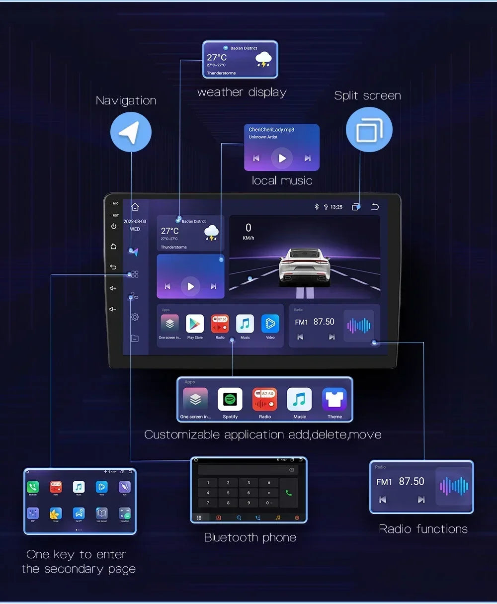 VW Car Stereo 9-inch Android 12 Multimedia Player